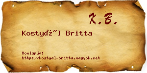 Kostyál Britta névjegykártya